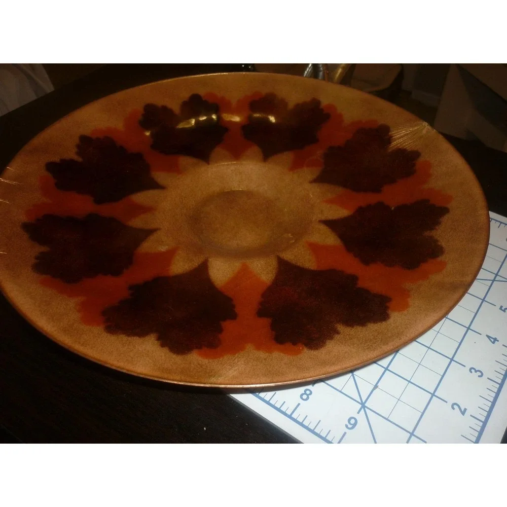 Vintage‎ Annemarie Davidson Enamel on Copper Plate Leaf Starburst Signed Label
